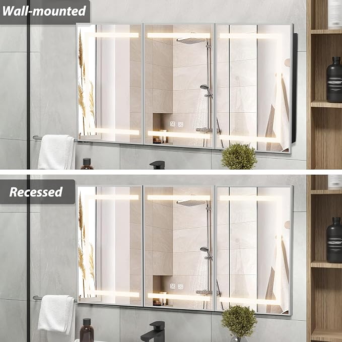 APRILSOUL 60X32 Inch Silver Bathroom Medicine Cabinet - Image 3
