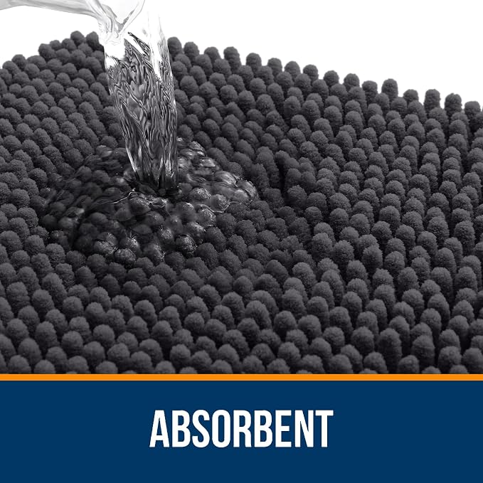 OLANLY Bathroom Rugs 59x35, Extra Soft Absorbent Chenille Bath Rugs, Rubber - Image 4