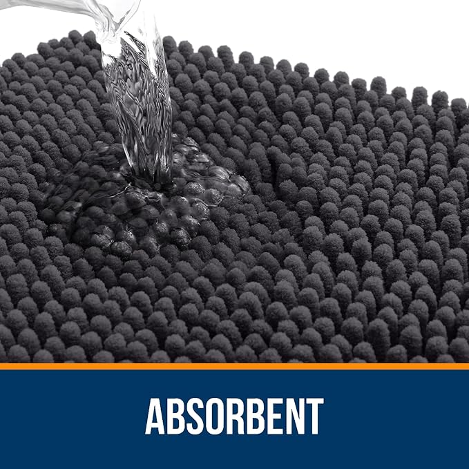 OLANLY Bathroom Rugs 40x32, Extra Soft Absorbent Chenille Bath Rugs, Rubber - Image 4