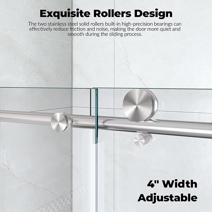 Frameless Sliding Shower Door, 6mm SGCC Tempered Clear Glass - Image 4