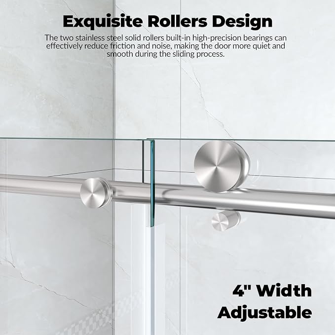 Frameless Sliding Shower Door, 6mm SGCC Tempered Clear Glass - Image 5