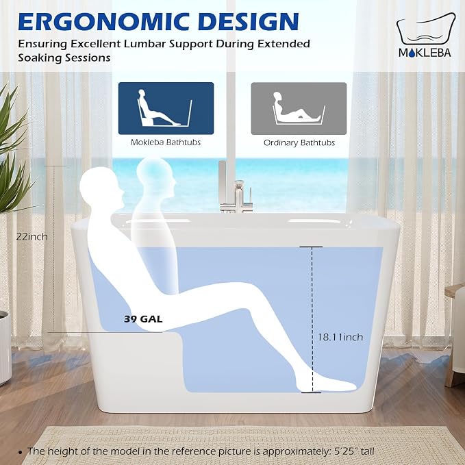 47" Lucite Acrylic Freestanding Bathtub，Square Shape Janpanese Soaking Tub - Image 3