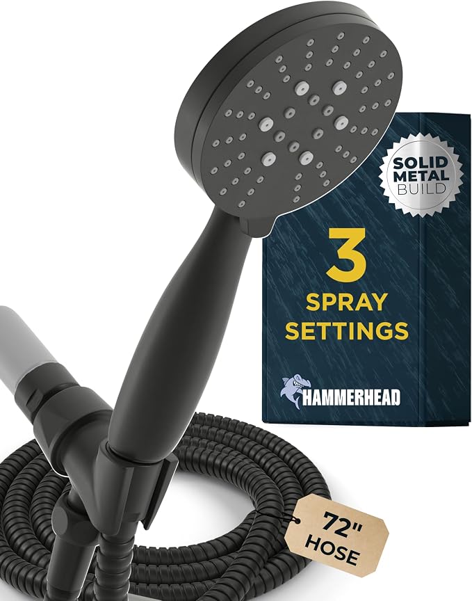 HammerHead Showers® Solid Metal 3-Spray Handheld Shower Head by HammerHeadShowers