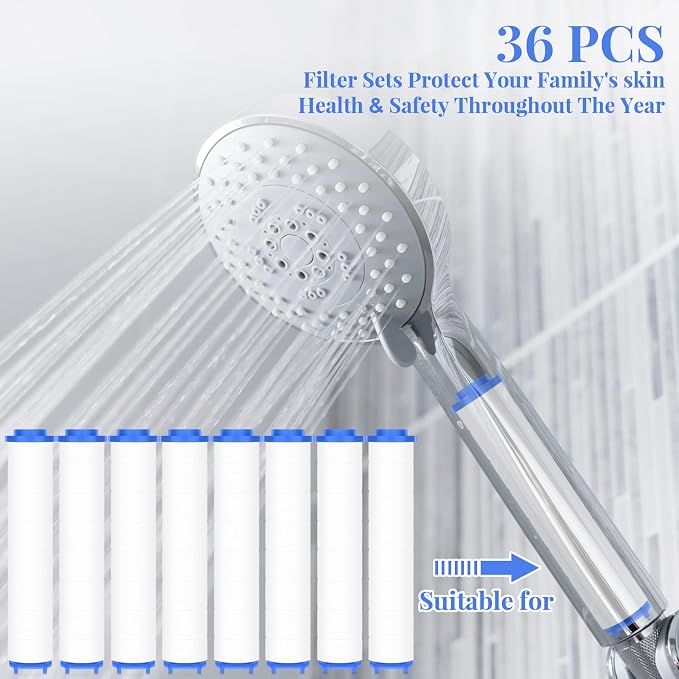 Macarrie 36 Pcs Shower Head Filters 3.7 Inch PP Cotton Filter Cartridge Filter - Image 6