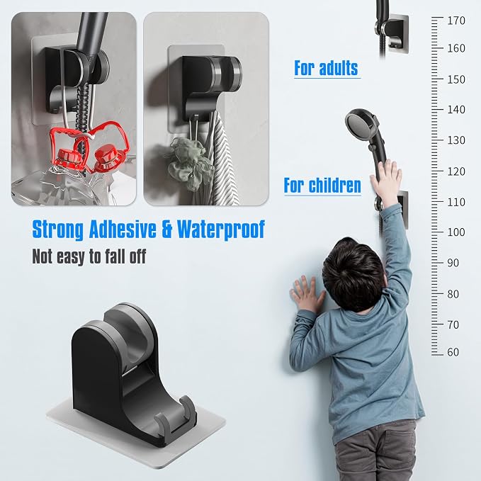 JONKEAN Shower Head Holder Without Drilling, 3m Handheld Shower Head Holder - Image 4