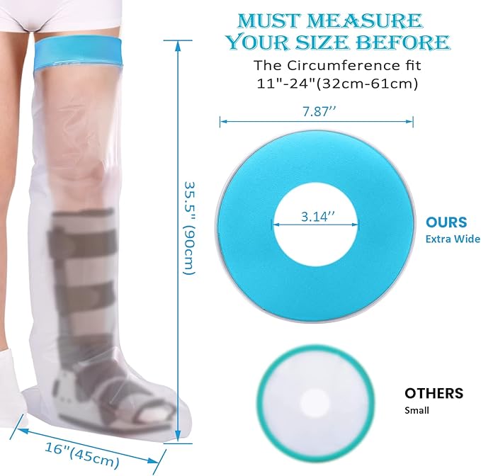 Asunby Waterproof Cast Covers for Shower Leg Adult Full long leg Protection to - Image 5