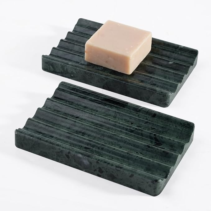 2 Pcs Soap Holder for Bathroom, Marble Soap Dish for Kitchen Countertop by Karibiber