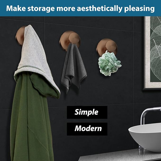 Suction Cup Hooks for Shower, Glass Door, Hold Robe & Wreath, Hanging up to 15 - Image 8