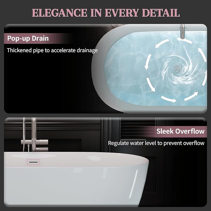 ABRUZZO 55" Acrylic Freestanding Bathtub - Image 8