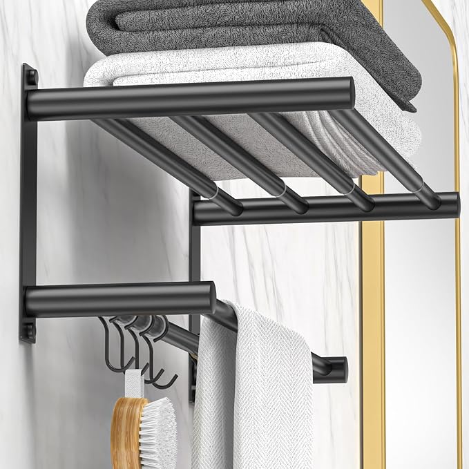 Black Adjustable Black Towel Bar - Image 6