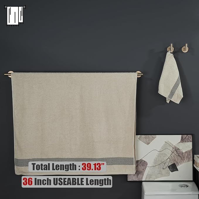 JQK Champagne Bronze Bath Towel Bar, 39 Inch 304 Stainless Steel Thicken 1mm - Image 3