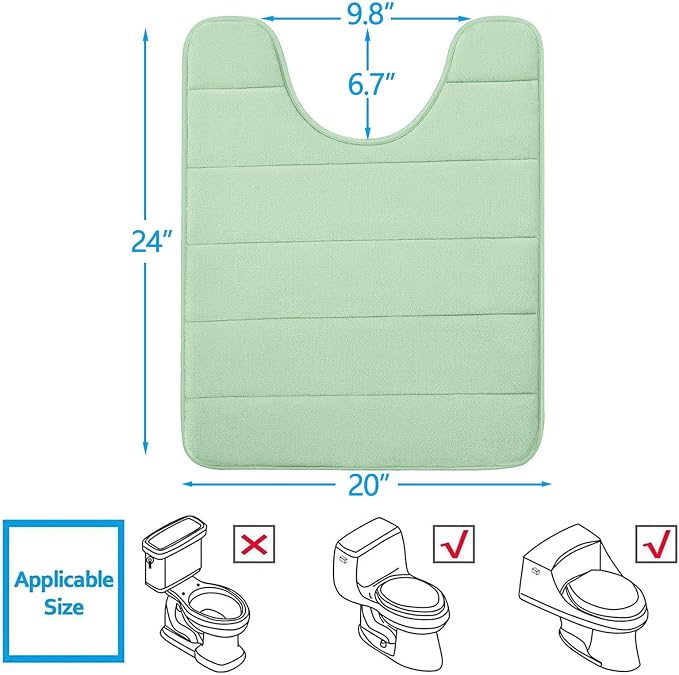 Buganda Memory Foam U-Shaped Contour Toilet Rugs, Non Slip Absorbent, Thick - Image 2