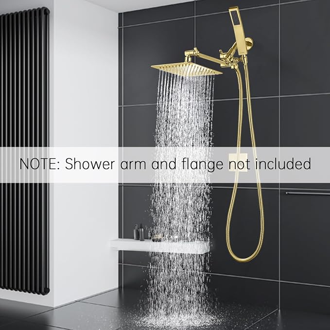 G-Promise All Metal 10" Dual Square Shower Head Combo | Rain Shower Head | - Image 2