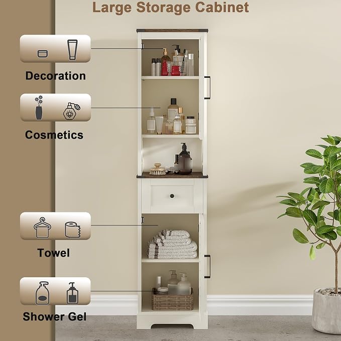 ChooChoo Farmhouse Storage Cabinet, Tall Bathroom Storage Cabinet - Image 6