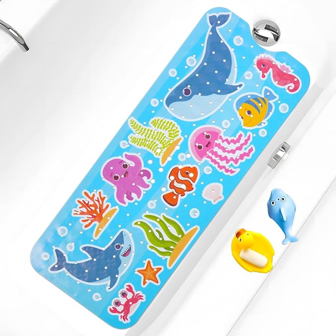 Baby Bath Mat for Tub Non Slip Kids Bathtub Mat Extra Long 40X16 Inch Toddler by Tubozadi