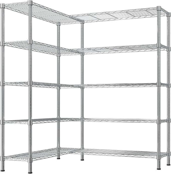 5 Tier Storage Racks Shelving, Heavy Steel Pantry Shelves, Adjustable Wire - Image 8