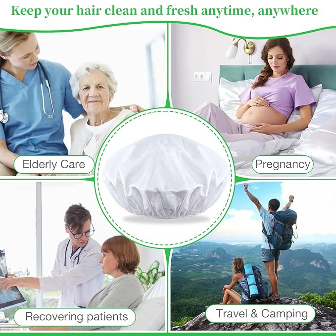 Shampoo Caps No Rinse Waterless Hair Washing Shower Caps 6 Packs - Image 5
