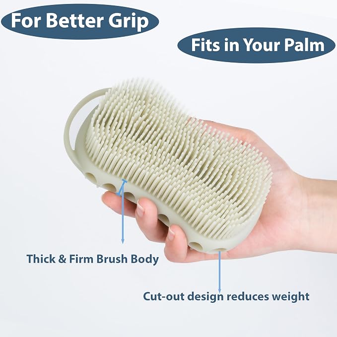 MtBoi 2PC Double-Sided Exfoliating Silicone Body Scrubber, 2-in-1 Bath Scrubber - Image 4
