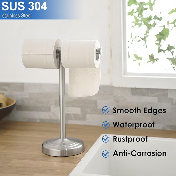 RUMOSE 13 Inch Brushed Nickel Towel Stand Hand Towel Holder Bathroom Kitchen - Image 6