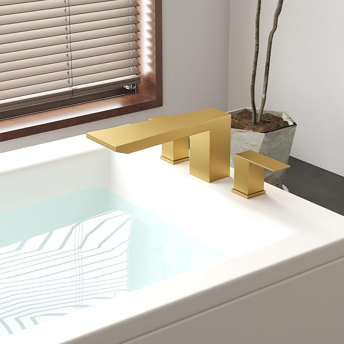 BESy Waterfall Roman Tub Faucets, Deck Mount Bathtub Faucets Set, Garden 3 - Image 2