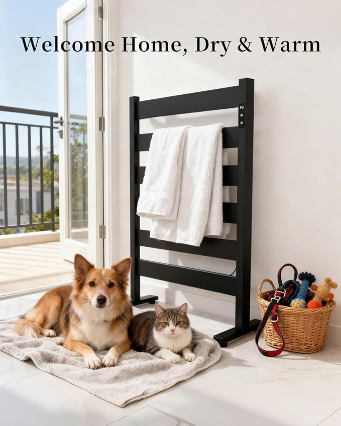Heated Towel Racks for Bathroom, Freestanding Towel Warmer, 6 Bars Towel - Image 9