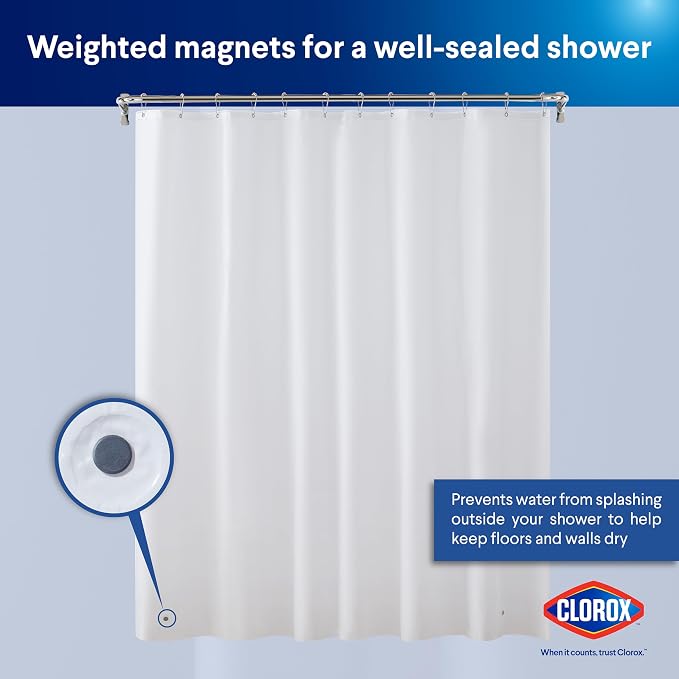Clorox Shower Curtain Liner, Premium Lightweight Flexible Waterproof 4g PEVA - Image 8