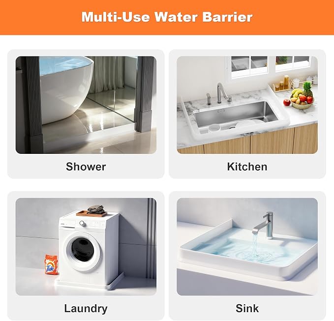 3.8'' High Shower Threshold Water Dam Collapsible 70IN Shower Water Splash Guard - Image 8