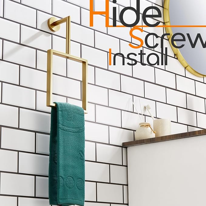 Towel Rings for Bathroom Wall Mounted Vertical Towel Rack Brushed Gold - Image 8
