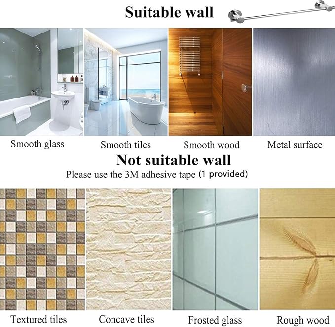 JiePai Suction Cup Towel Bar 24 Inch, Removable Modern Vacuum Suction Towel - Image 7