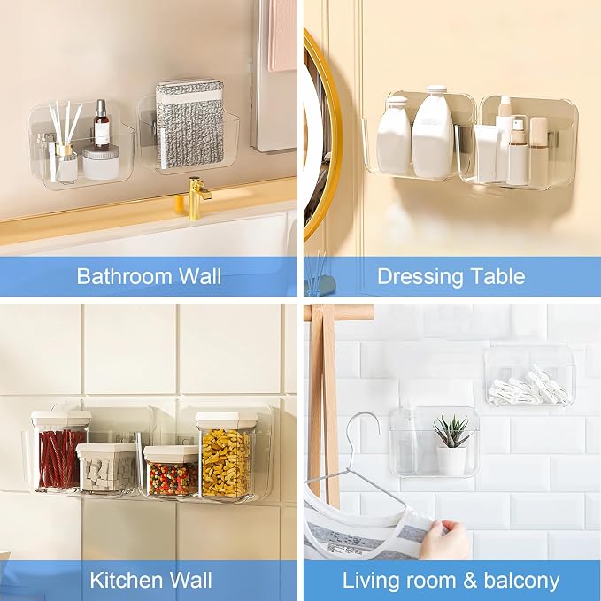 Diesisa 2pc Acrylic Wall Mount Organizer, Adhesive Clear Cabinet Door Organizer - Image 3