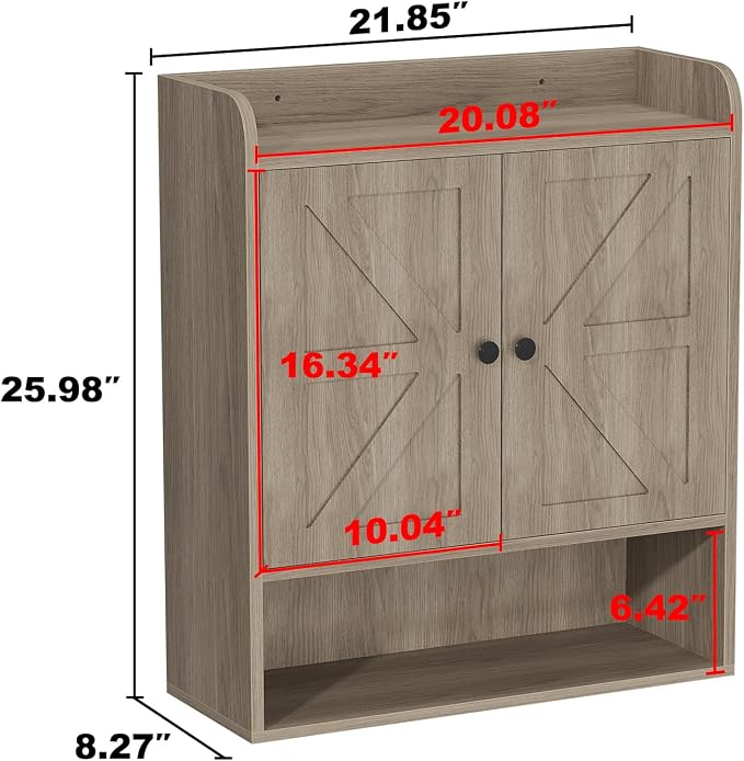 EasyCom 22" W x 26" H Bathroom Wall Cabinet, Farmhouse Medicine Cabinet - Image 3
