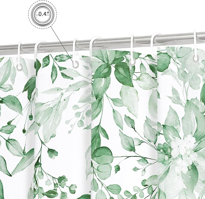 Gibelle Mint Green Eucalyptus Shower Curtain, Watercolor Plant Leaves - Image 5