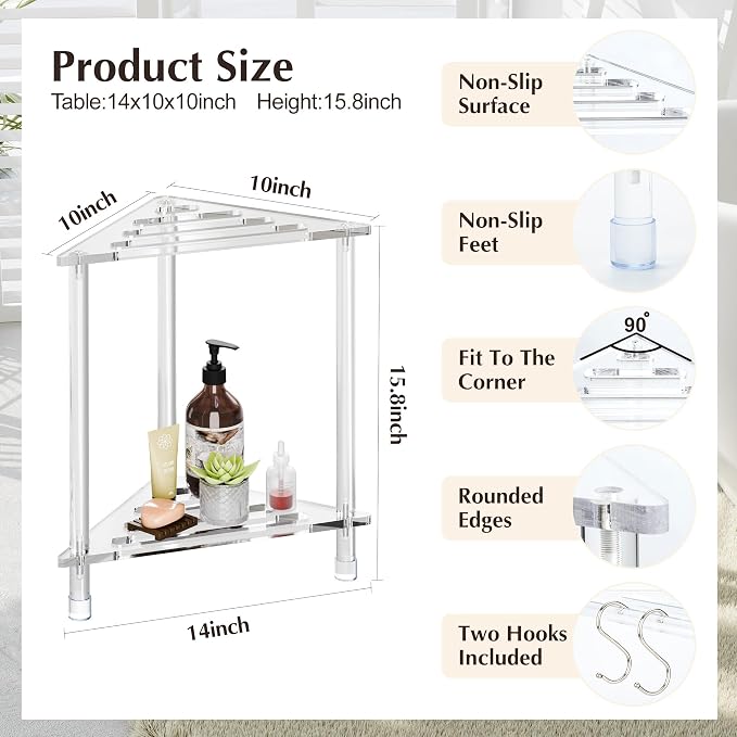 FEXIA Shower Foot Rest for Shaving Legs, 14in Waterproof Corner Shower Stool - Image 2