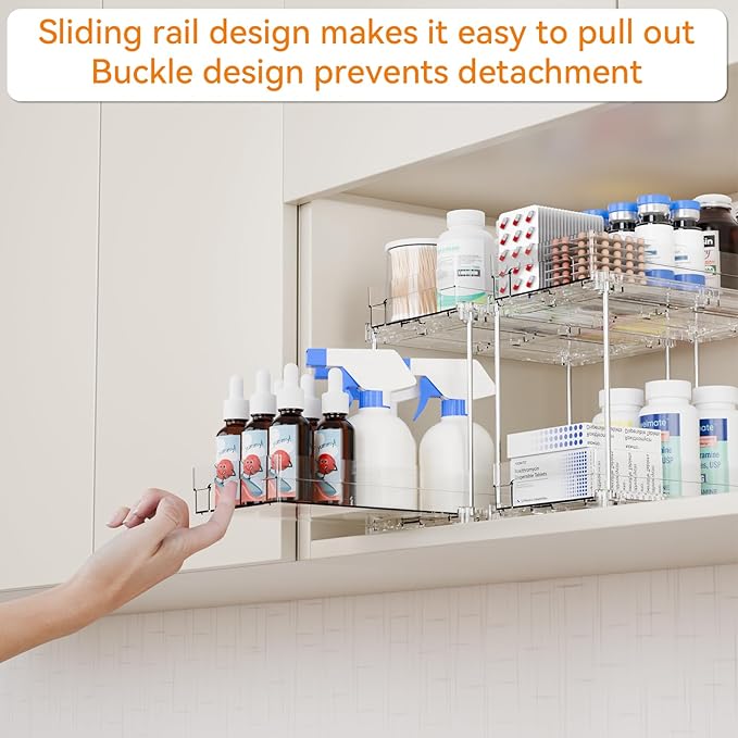 2 Set, 2 Tier Pull Out Cabinet Organizer - Image 5