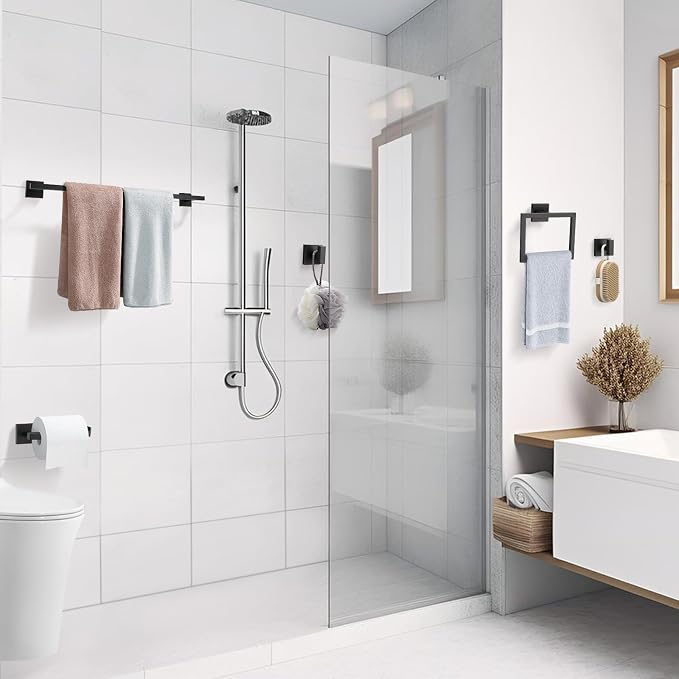 TQKAG 5-Piece Matte Black Bathroom Hardware Set Classic Wall Mounted Bathroom - Image 6