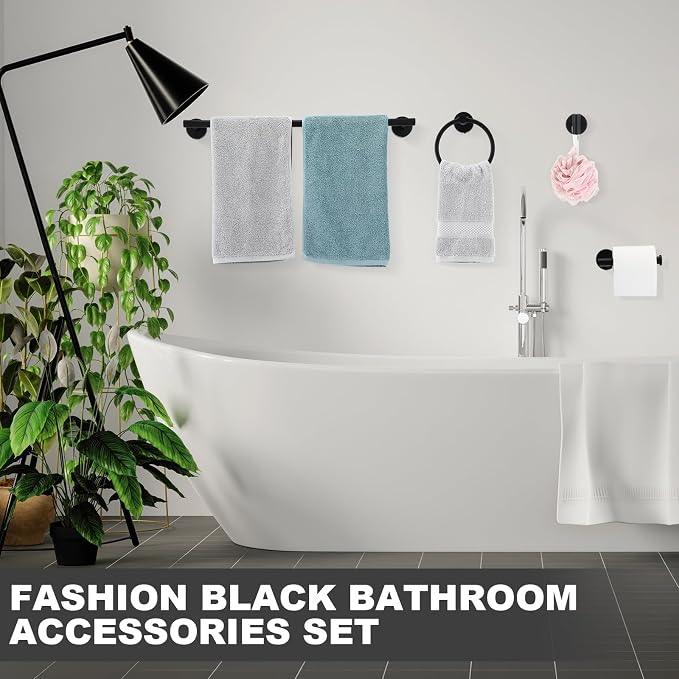 Gisafai 20 Pcs Bathroom Hardware Set, 23.6 Inch Brushed Towel Bar Ring Toilet - Image 5