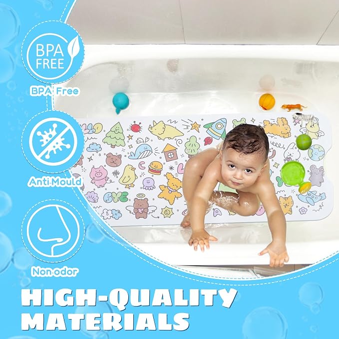 Baby Bath Mat for Tub Non Slip Kids Bathtub Mat Extra Long 40X16 Inch Toddler - Image 2