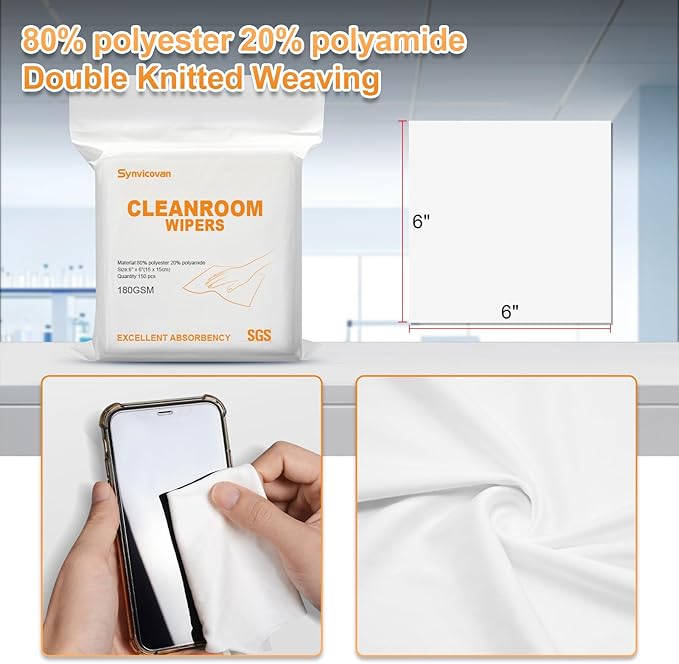Microfiber Wipes 6"x6" Superfine Lint Free Cloths Cleaning and Drying Cloths - Image 3