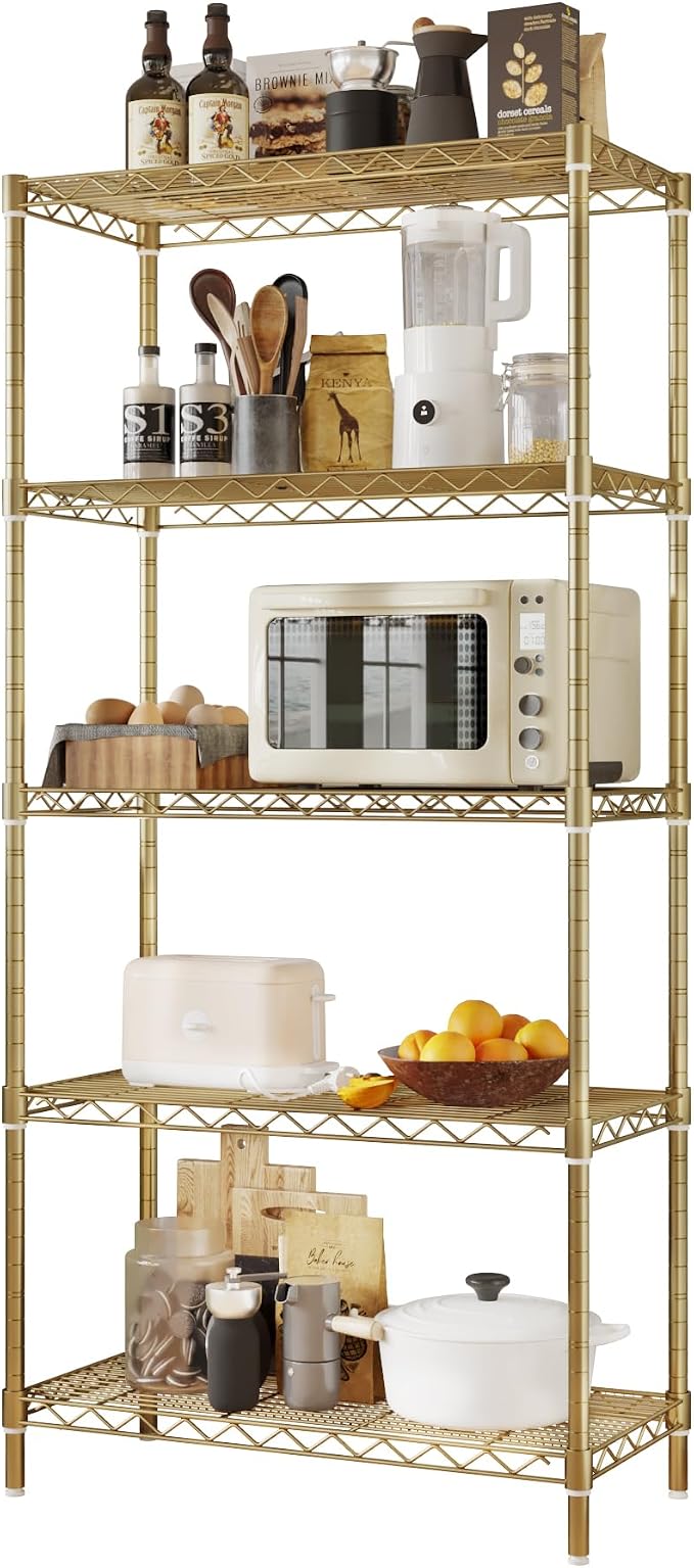 5 Tier Storage Racks Shelving, Heavy Steel Pantry Shelves, Adjustable Wire - Image 6