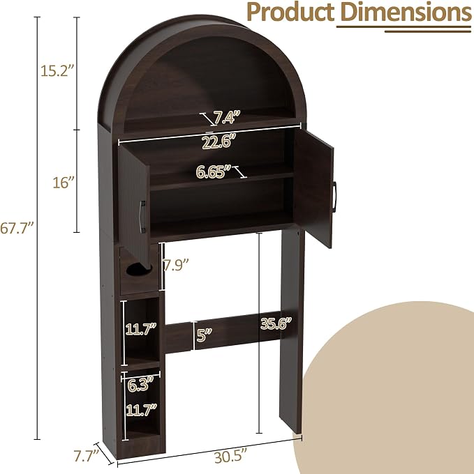 Spurgehom Over The Toilet Storage Cabinet, Bathroom Shelf Organizer Freestanding - Image 2