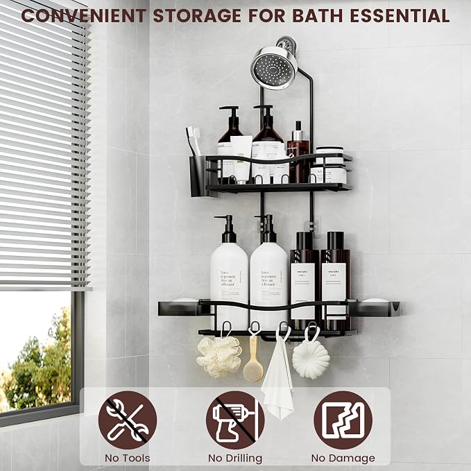 REINHARDT Shower Caddy Hanging, Rustproof Shower Caddy Anti-Swing Shower - Image 2