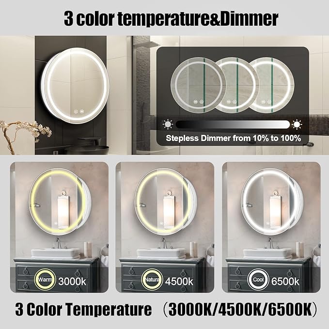 Led Round Medicine Cabinet, Bathroom Medicine Cabinet - Image 5