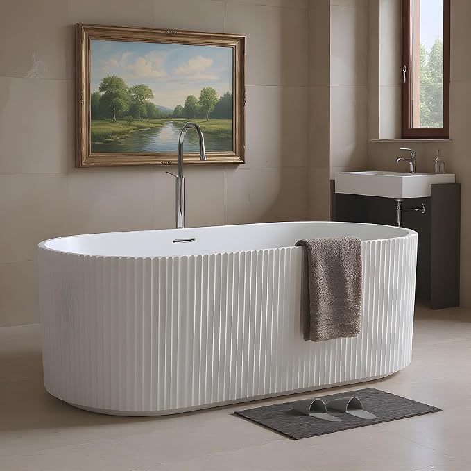 59" Acrylic Freestanding Bathtub, cUPC Certified Free Standing Tub, Chrome - Image 8