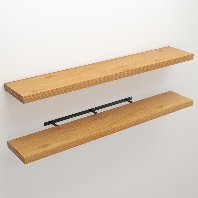 Floating Shelves for Wall, 9.3" Deep Wall Mounted Wood Shelves for Bathroom - Image 3