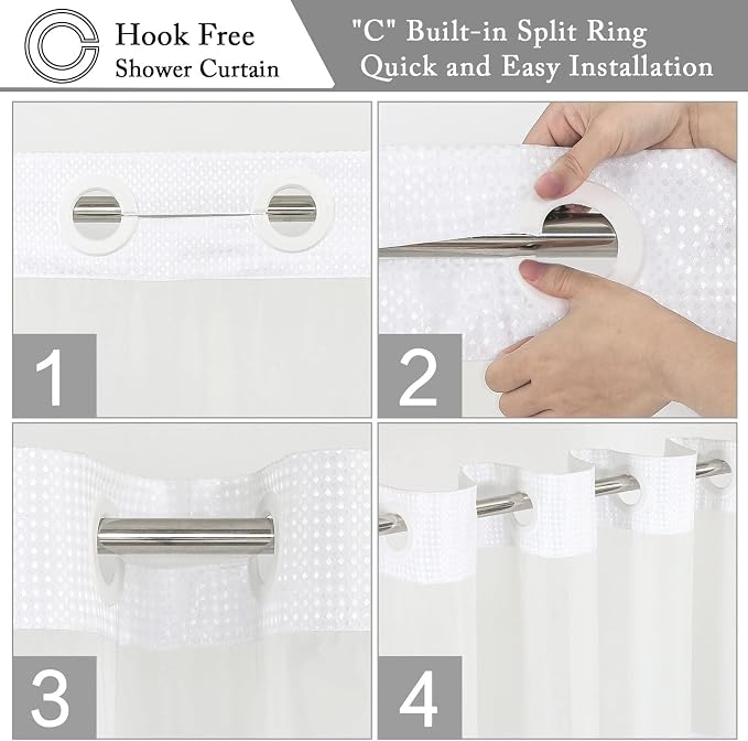 Gibelle Extra Long Shower Curtain 72x86, Waffle Weave Bathroom Shower Curtain - Image 4