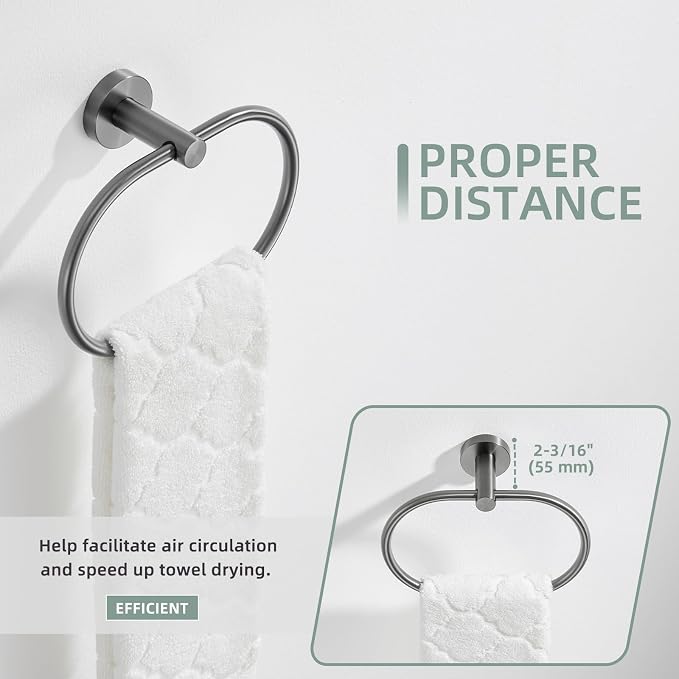 Angle Simple Swivel Towel Ring for Bathroom, SUS304 Stainless Steel Oval Hand - Image 7