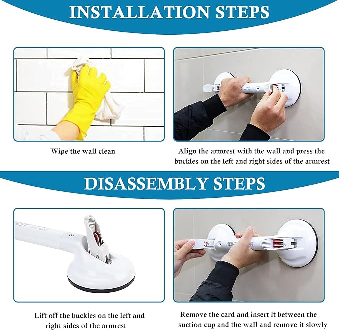 19inch Suction Shower Grab Bar, Portable Shower Handle Bar Suction Grip Bar - Image 4