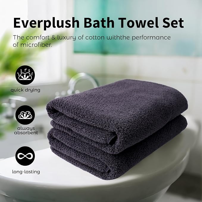 Everplush Diamond Collection Extra Large Bath Towel Sheet – 2 PK, Super Soft & - Image 3