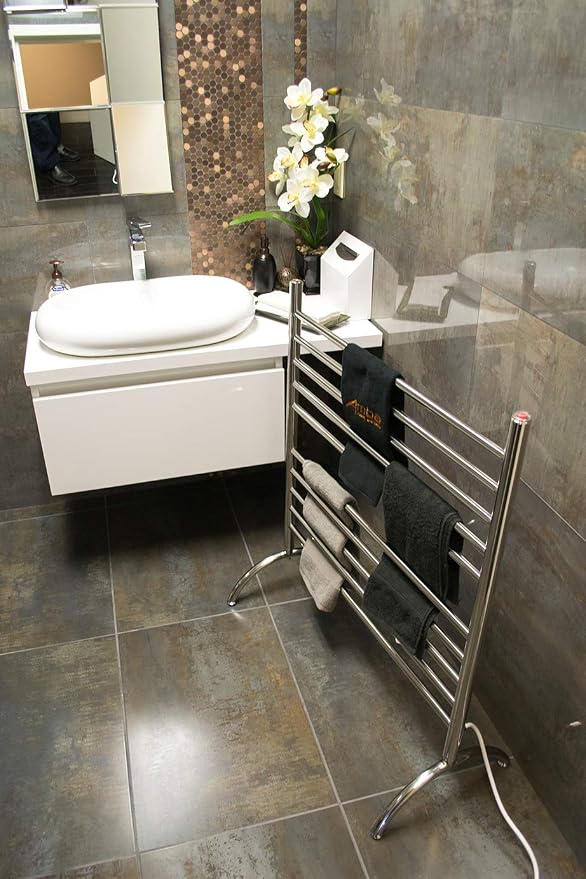 Amba SAFSP-33 Solo 33" Freestanding 10 Bar Towel Warmer in Polished - Image 3