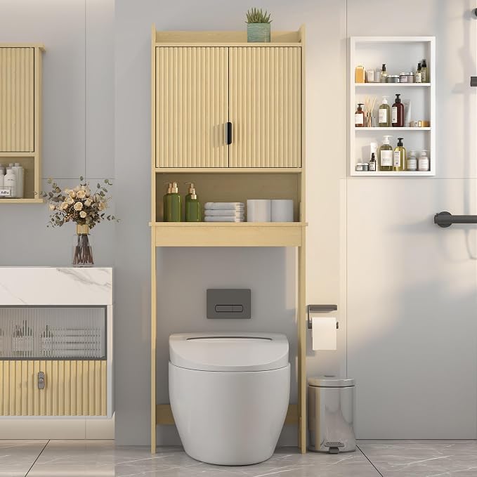 Over The Toilet Storage Cabinet, Behind Toilet Bathroom Organizer - Image 7